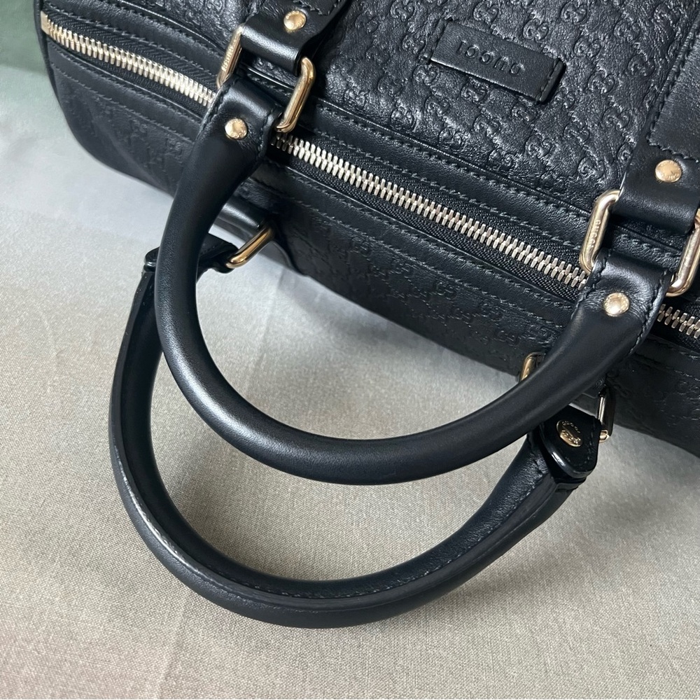 Gucci Black Leather Gg Monogram Boston Bag Crossbody - Picture 10 of 16